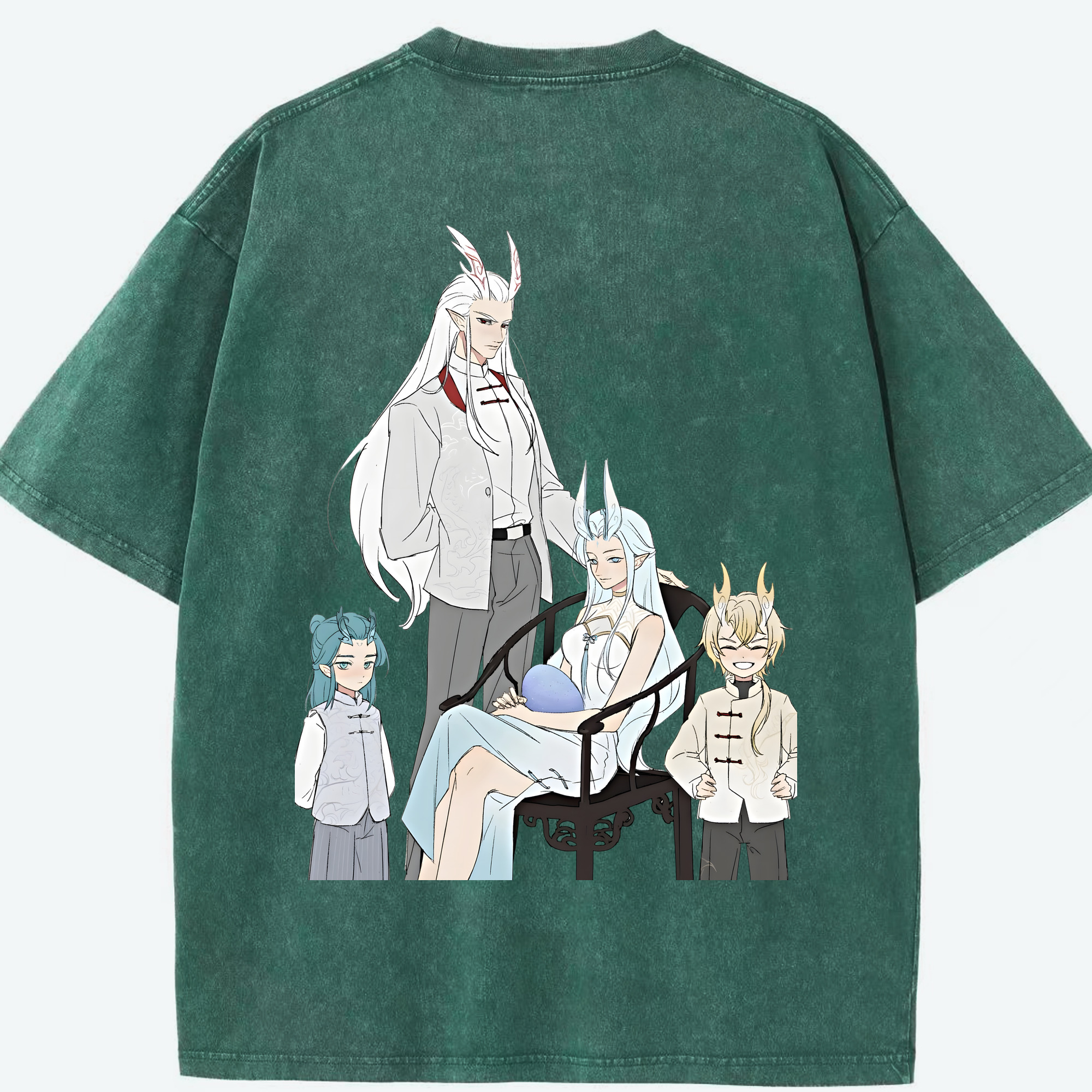 （画像用） Ne Zha 2 ナタ 魔童の大暴れ 綿100% ヴィンテージ風 半袖Tシャツ（背面プリント）